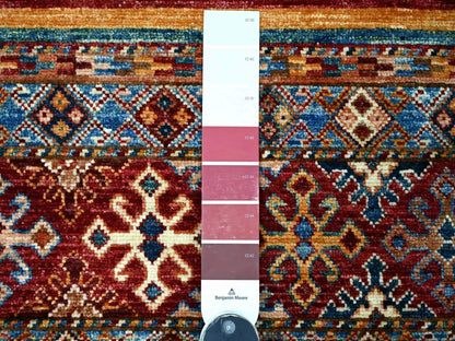Kazak Tribal & Geometric hand-knotted wool runner in Multicolored, 2'6" x 6'7" — SKU O021413 (view 3)