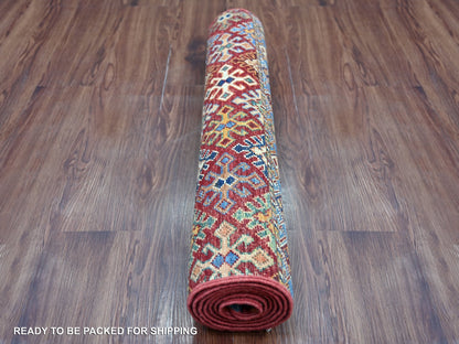 Kazak Tribal & Geometric hand-knotted wool runner in Multicolored, 2'6" x 6'7" — SKU O021413 (view 4)