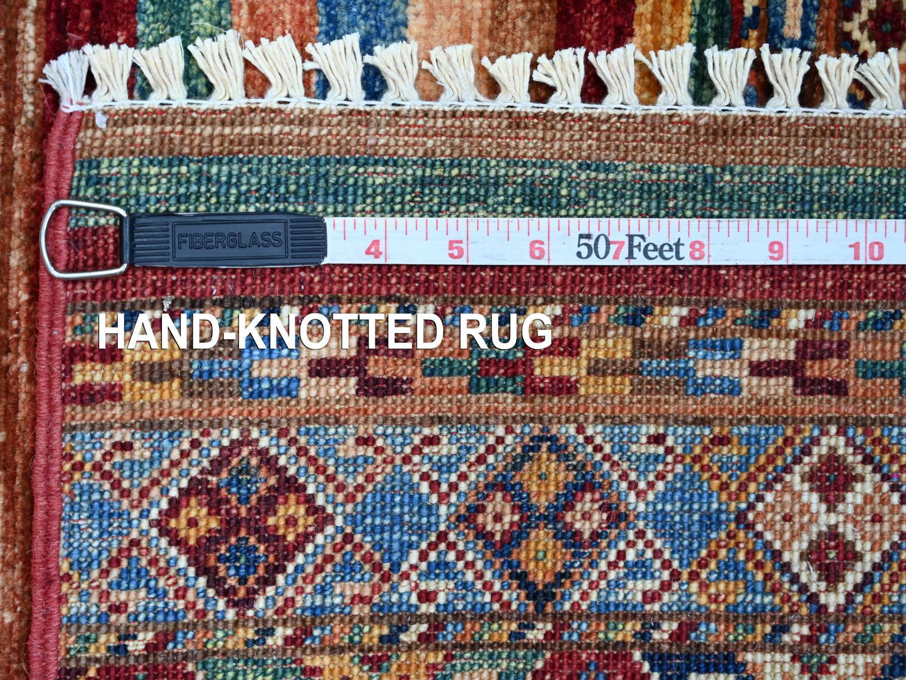 Kazak Tribal & Geometric hand-knotted wool runner in Multicolored, 2'6" x 6'7" — SKU O021413 (view 6)