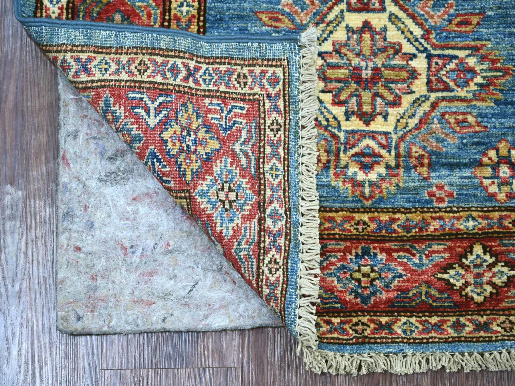 Blue 2'7" x 8'0" Tribal & Geometric Hand knotted Wool Rug - Sku: O021415