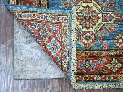 Blue 2'7" x 8'0" Tribal & Geometric Hand knotted Wool Rug - Sku: O021415