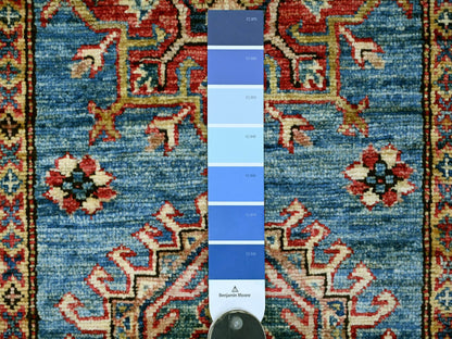 Blue 2'7" x 8'0" Tribal & Geometric Hand knotted Wool Rug - Sku: O021415