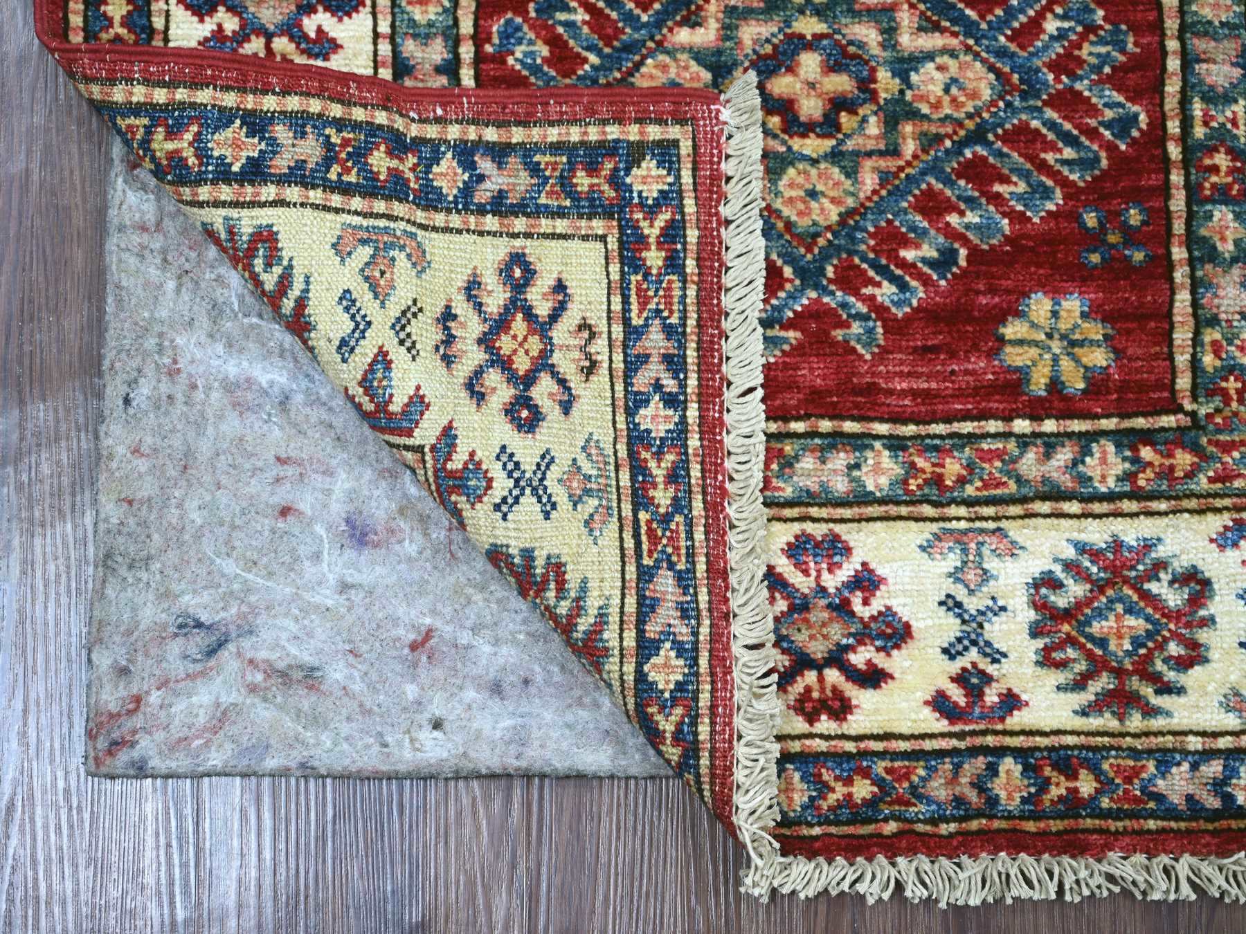 Kazak Tribal & Geometric hand-knotted wool runner in Red & Ivory, 2'5" x 8'2" — SKU O021416 (view 2)