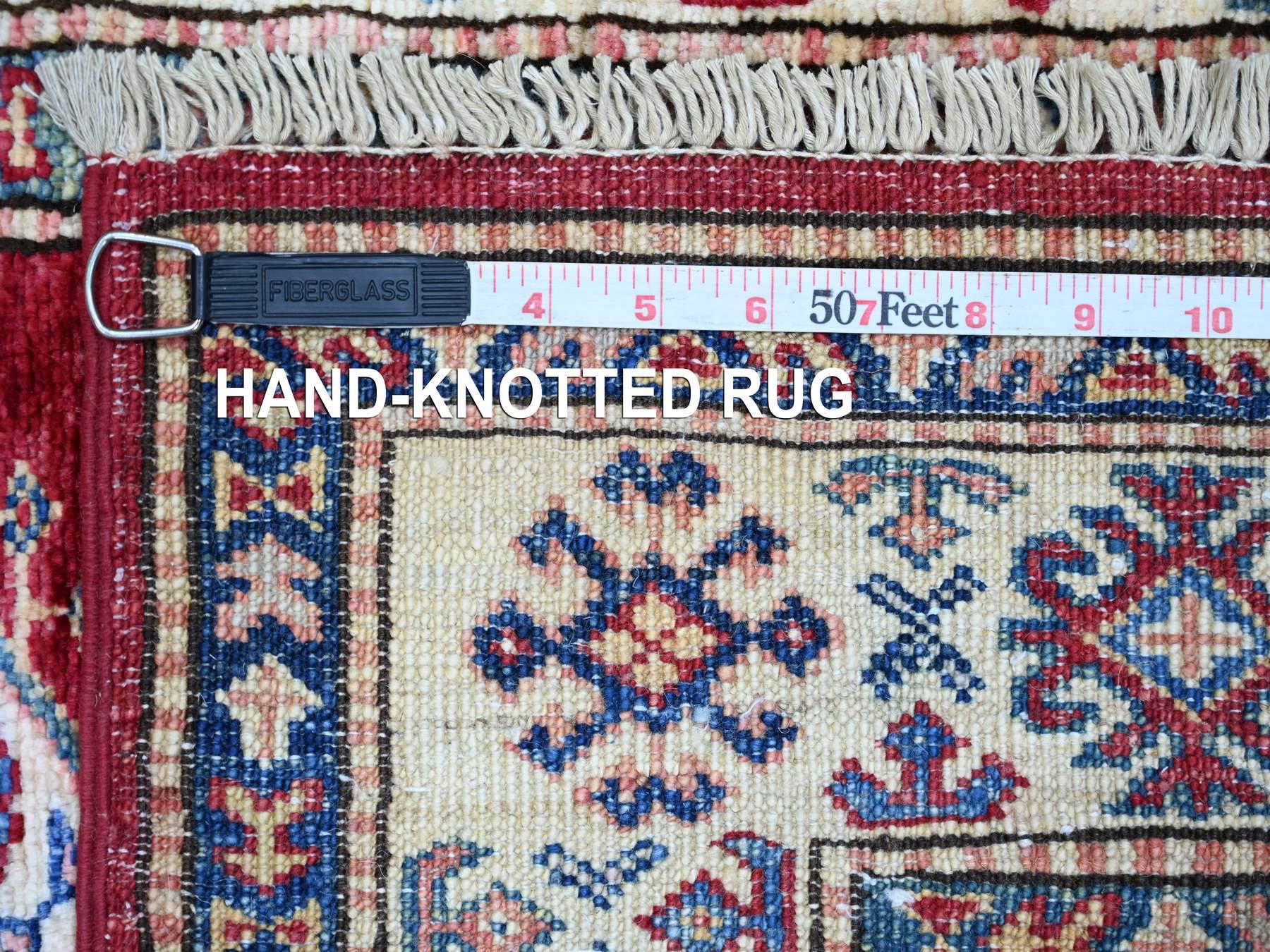 Kazak Tribal & Geometric hand-knotted wool runner in Red & Ivory, 2'5" x 8'2" — SKU O021416 (view 6)