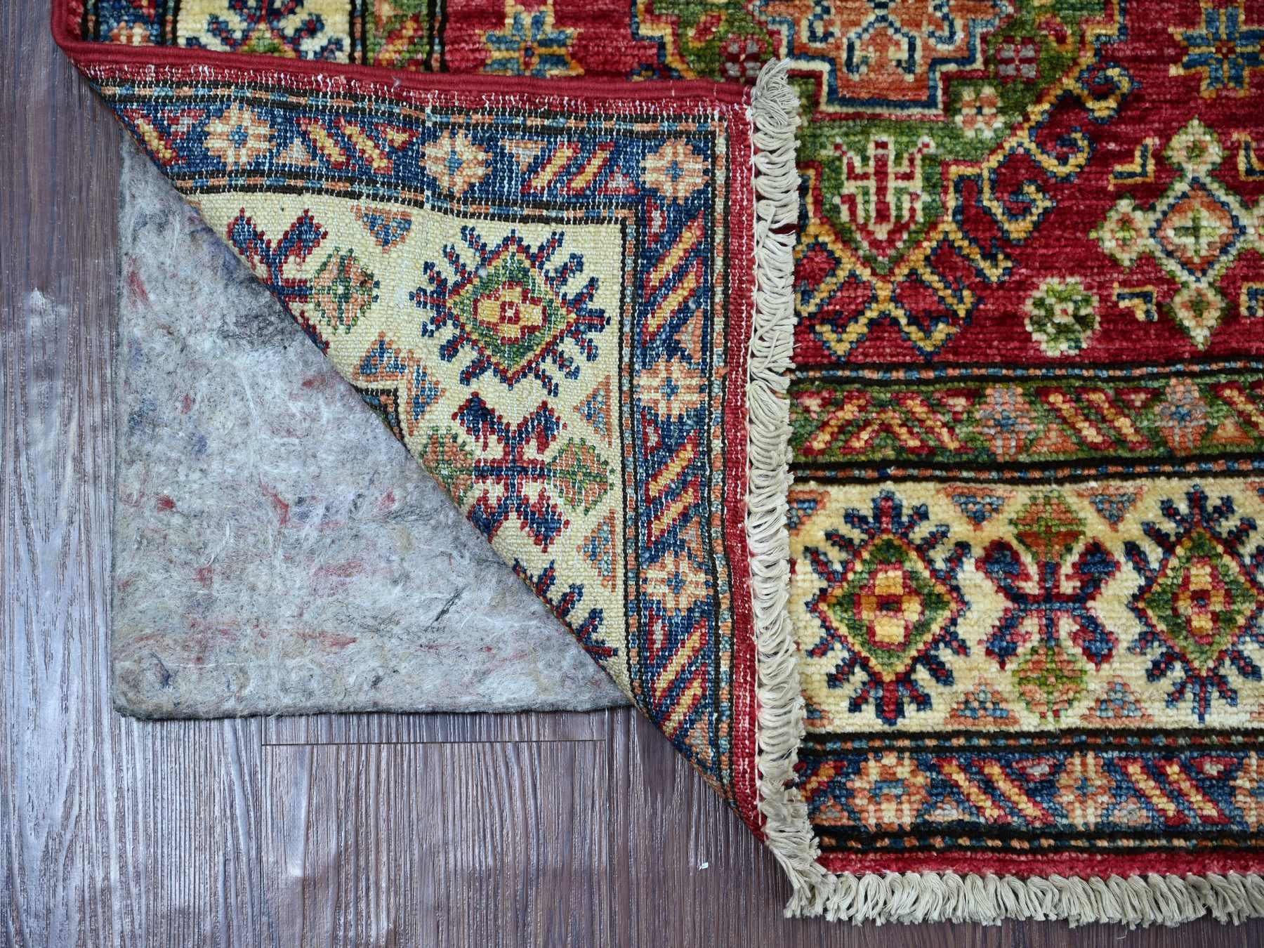 Kazak Tribal & Geometric hand-knotted wool rug in Red & Ivory, 2'5" x 4'8" — SKU O021420 (view 2)