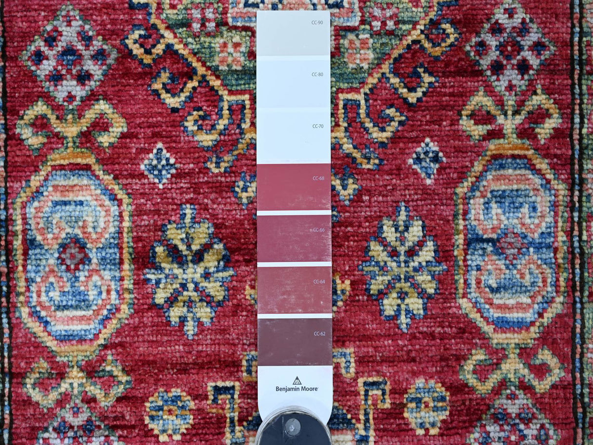 Kazak Tribal & Geometric hand-knotted wool rug in Red & Ivory, 2'5" x 4'8" — SKU O021420 (view 3)
