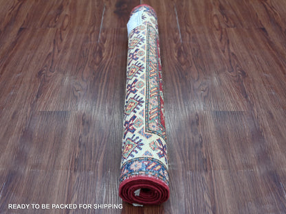 Kazak Tribal & Geometric hand-knotted wool rug in Red & Ivory, 2'5" x 4'8" — SKU O021420 (view 4)
