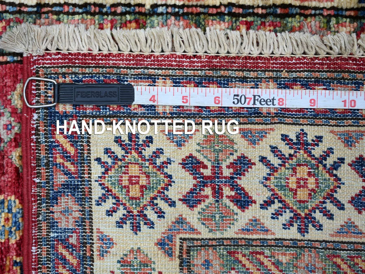 Kazak Tribal & Geometric hand-knotted wool rug in Red & Ivory, 2'5" x 4'8" — SKU O021420 (view 6)