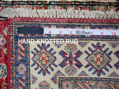 Kazak Tribal & Geometric hand-knotted wool rug in Red & Ivory, 2'5" x 4'8" — SKU O021420 (view 6)