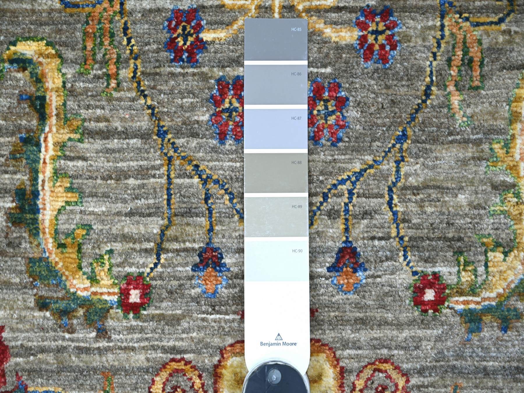 Mahal Tribal & Geometric hand-knotted wool runner in Gray, 2'8" x 18'9" — SKU O021421 (view 3)