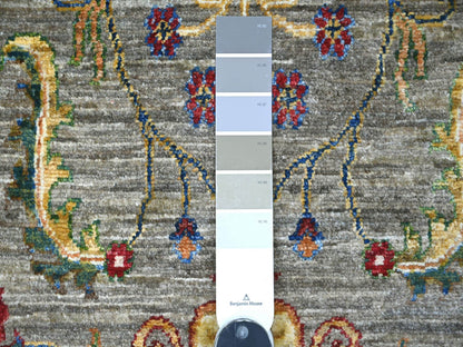 Mahal Tribal & Geometric hand-knotted wool runner in Gray, 2'8" x 18'9" — SKU O021421 (view 3)