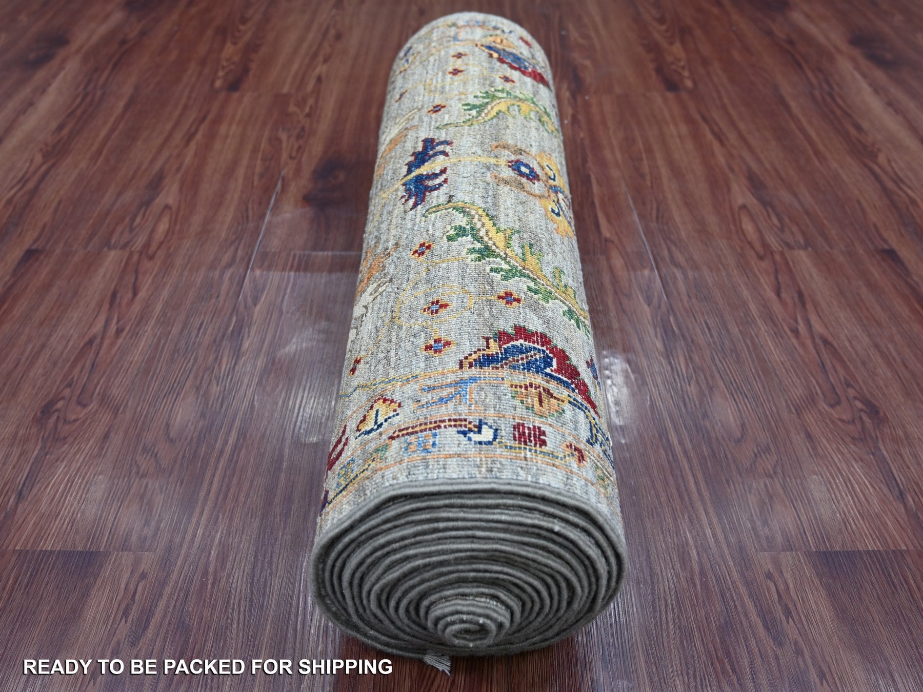 Mahal Tribal & Geometric hand-knotted wool runner in Gray, 2'8" x 18'9" — SKU O021421 (view 4)