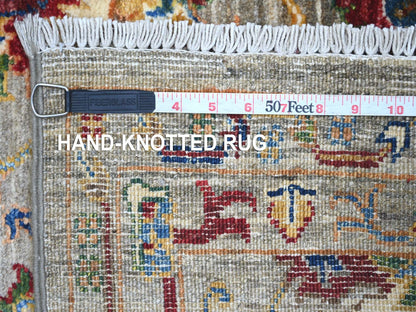 Mahal Tribal & Geometric hand-knotted wool runner in Gray, 2'8" x 18'9" — SKU O021421 (view 6)