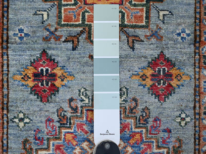 Blue 2'7" x 8'6" Tribal & Geometric Hand knotted Wool Rug - Sku: O021425