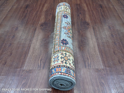 Blue 2'7" x 8'6" Tribal & Geometric Hand knotted Wool Rug - Sku: O021425