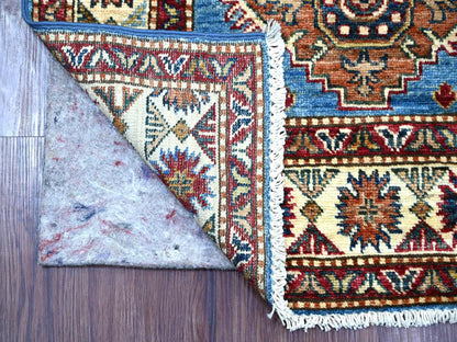 Blue 2'8" x 10'10" Tribal & Geometric Hand knotted Wool Rug - Sku: O021426