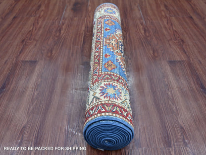 Blue 2'8" x 10'10" Tribal & Geometric Hand knotted Wool Rug - Sku: O021426