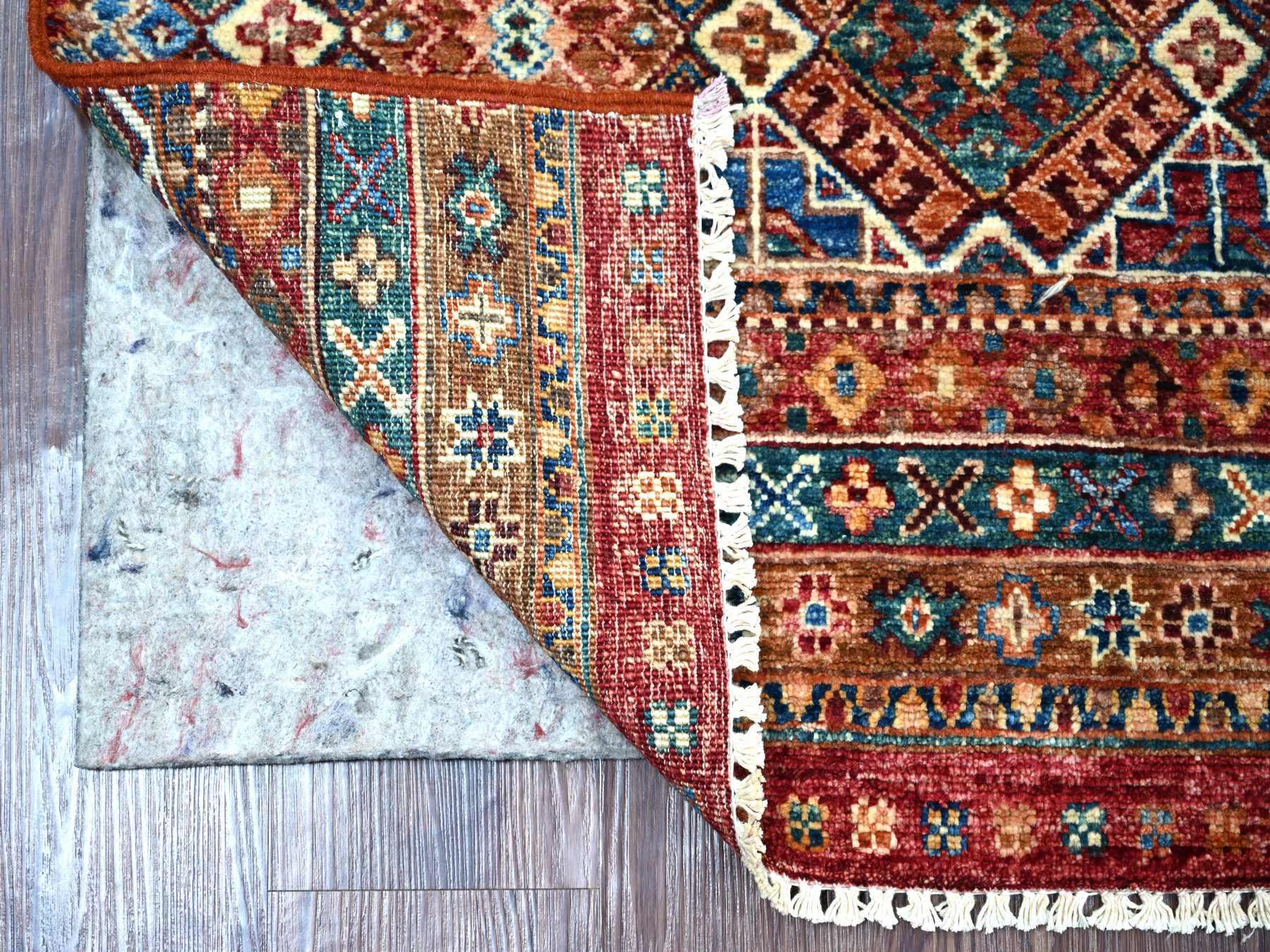 Red 2'10" x 8'0" Tribal & Geometric Hand knotted Wool Rug - Sku: O021427