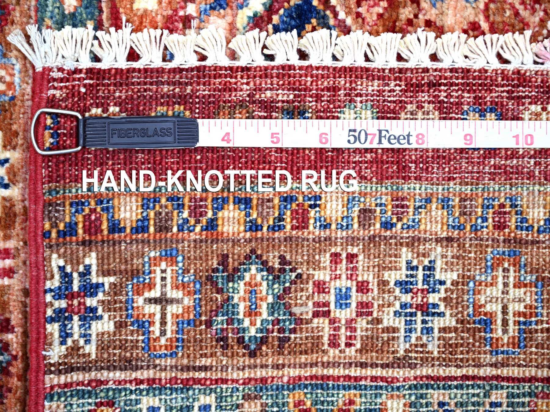 Kazak Tribal & Geometric hand-knotted wool runner in Red, 2'10" x 8' — SKU O021427 (view 6)