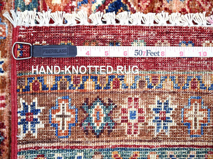 Kazak Tribal & Geometric hand-knotted wool runner in Red, 2'10" x 8' — SKU O021427 (view 6)