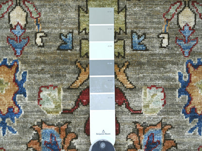Heriz Tribal & Geometric hand-knotted wool runner in Gray & Charcoal Gray, 2'11" x 17'7" — SKU O021428 (view 3)