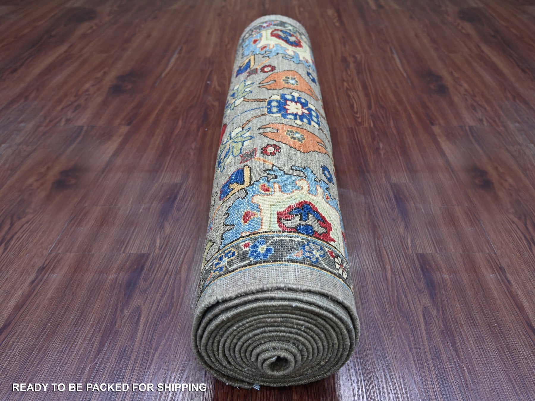Heriz Tribal & Geometric hand-knotted wool runner in Gray & Charcoal Gray, 2'11" x 17'7" — SKU O021428 (view 4)