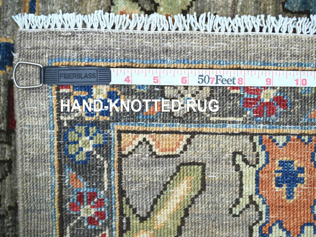 Heriz Tribal & Geometric hand-knotted wool runner in Gray & Charcoal Gray, 2'11" x 17'7" — SKU O021428 (view 6)