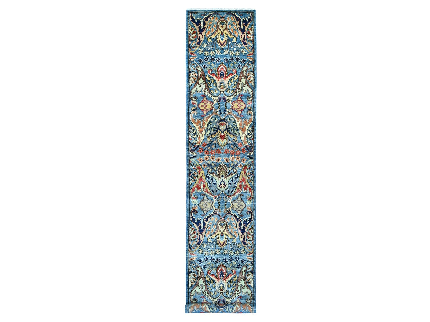 Blue 2'8" x 15'6" Tribal & Geometric Hand knotted Wool Rug - Sku: O021429