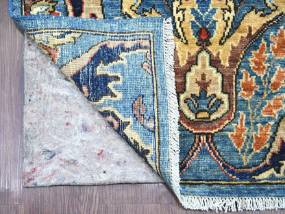 Blue 2'8" x 15'6" Tribal & Geometric Hand knotted Wool Rug - Sku: O021429