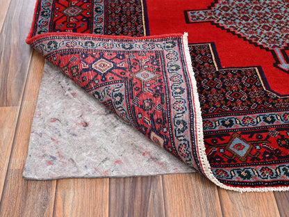 Senneh Tribal & Geometric hand-knotted wool runner in Red, 3'10" x 8'5" — SKU O02142 (view 3)