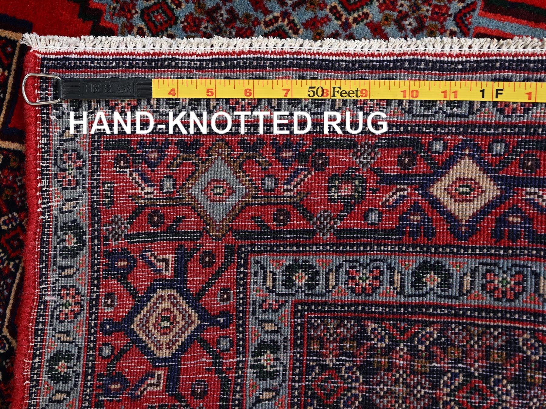 Senneh Tribal & Geometric hand-knotted wool runner in Red, 3'10" x 8'5" — SKU O02142 (view 7)
