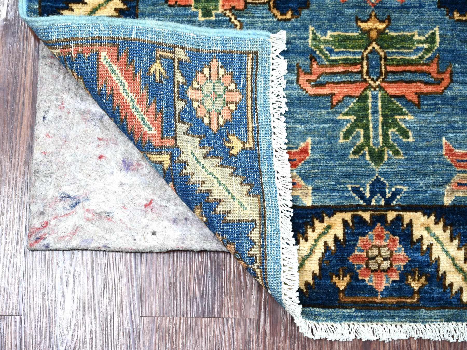 Blue 3'0" x 7'9" Tribal & Geometric Hand knotted Wool Rug - Sku: O021431