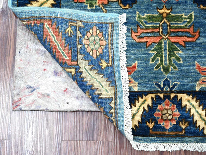 Blue 3'0" x 7'9" Tribal & Geometric Hand knotted Wool Rug - Sku: O021431