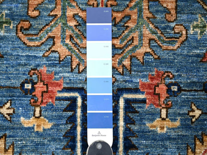 Blue 3'0" x 7'9" Tribal & Geometric Hand knotted Wool Rug - Sku: O021431