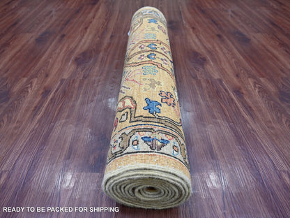 Brown 3'0" x 12'0" Tribal & Geometric Hand knotted Wool Rug - Sku: O021432