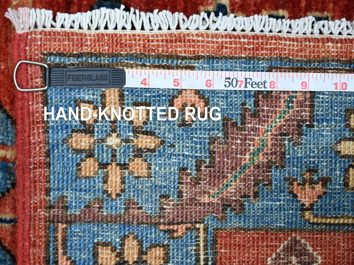 Heriz Tribal & Geometric hand-knotted wool runner in Red & Blue, 3' x 17'5" — SKU O021434 (view 6)