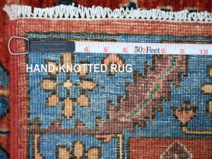 Heriz Tribal & Geometric hand-knotted wool runner in Red & Blue, 3' x 17'5" — SKU O021434 (view 6)