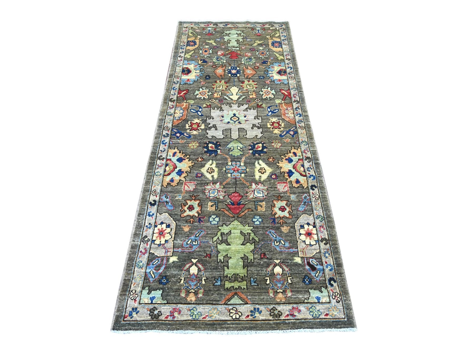 Heriz Tribal & Geometric hand-knotted wool runner in Gray, 3' x 7'9" — SKU O021435
