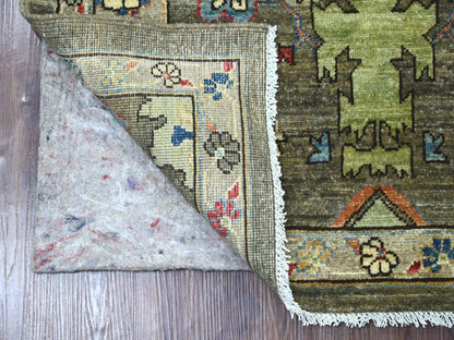 Heriz Tribal & Geometric hand-knotted wool runner in Gray, 3' x 7'9" — SKU O021435 (view 2)
