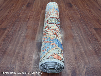 Blue 2'9" x 9'11" Tribal & Geometric Hand knotted Wool Rug - Sku: O021437