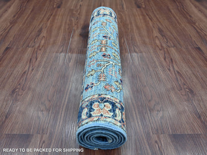 Blue 2'3" x 5'11" Tribal & Geometric Hand knotted Wool Rug - Sku: O021439