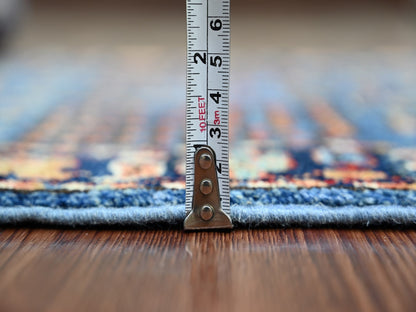 Blue 2'3" x 5'11" Tribal & Geometric Hand knotted Wool Rug - Sku: O021439