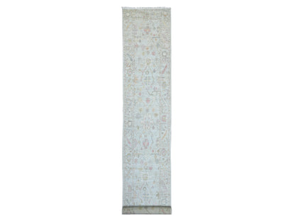 Blue 2'10" x 19'3" Oushak And Peshawar Hand knotted Wool Rug - Sku: O021440