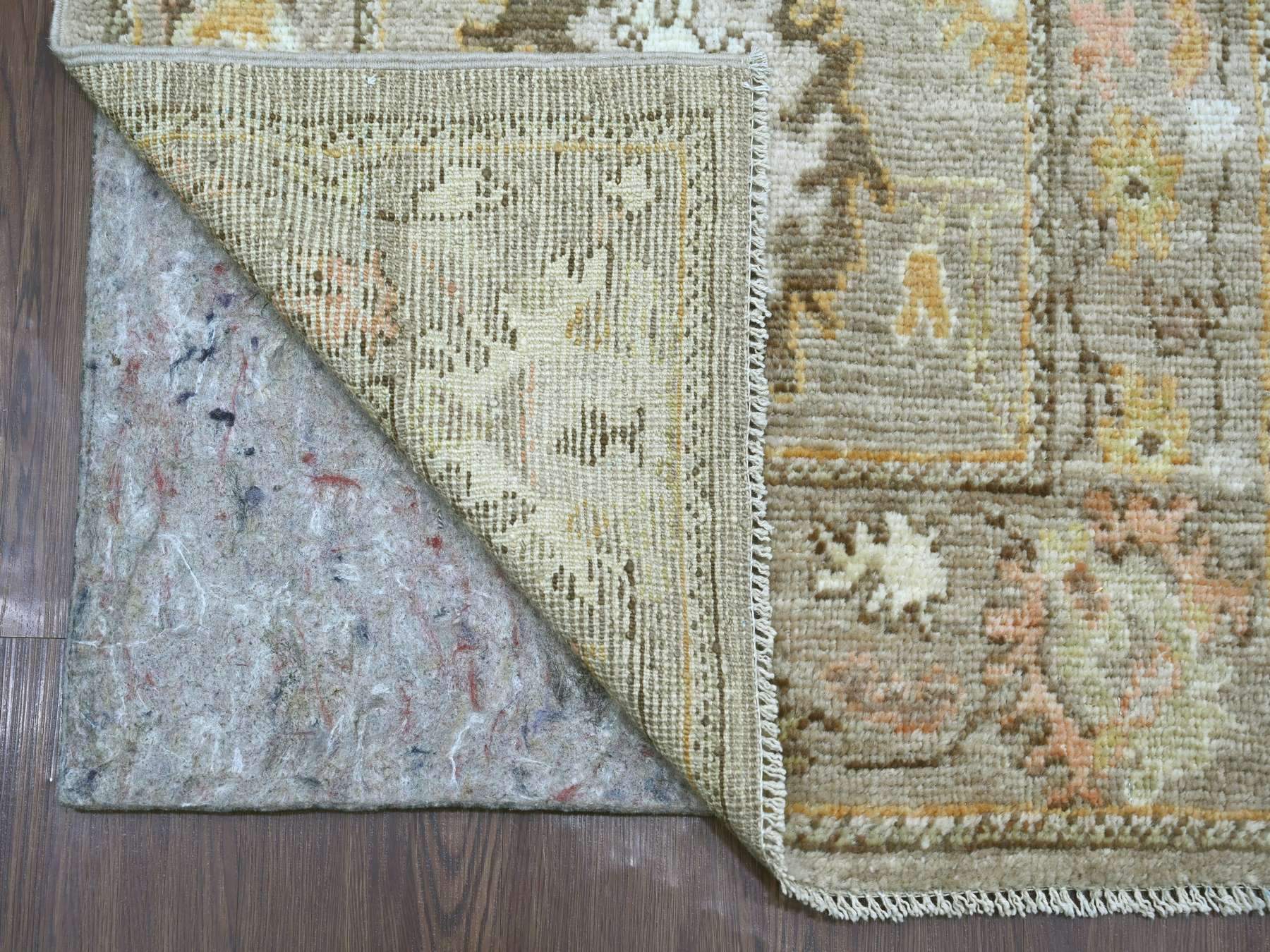 Brown 2'8" x 17'2" Oushak And Peshawar Hand knotted Wool Rug - Sku: O021441