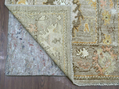Brown 2'8" x 17'2" Oushak And Peshawar Hand knotted Wool Rug - Sku: O021441
