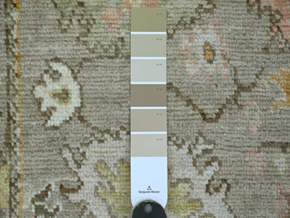 Brown 2'8" x 17'2" Oushak And Peshawar Hand knotted Wool Rug - Sku: O021441