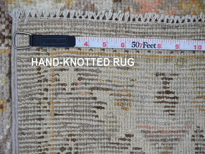Brown 2'8" x 17'2" Oushak And Peshawar Hand knotted Wool Rug - Sku: O021441