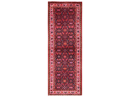 Tribal & Geometric hand-knotted wool runner in Red & Ivory, 2'4" x 7' — SKU O02144