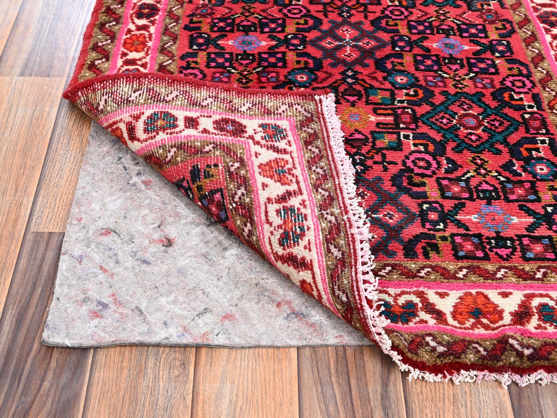 Tribal & Geometric hand-knotted wool runner in Red & Ivory, 2'4" x 7' — SKU O02144 (view 3)