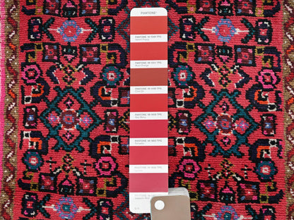 Tribal & Geometric hand-knotted wool runner in Red & Ivory, 2'4" x 7' — SKU O02144 (view 4)